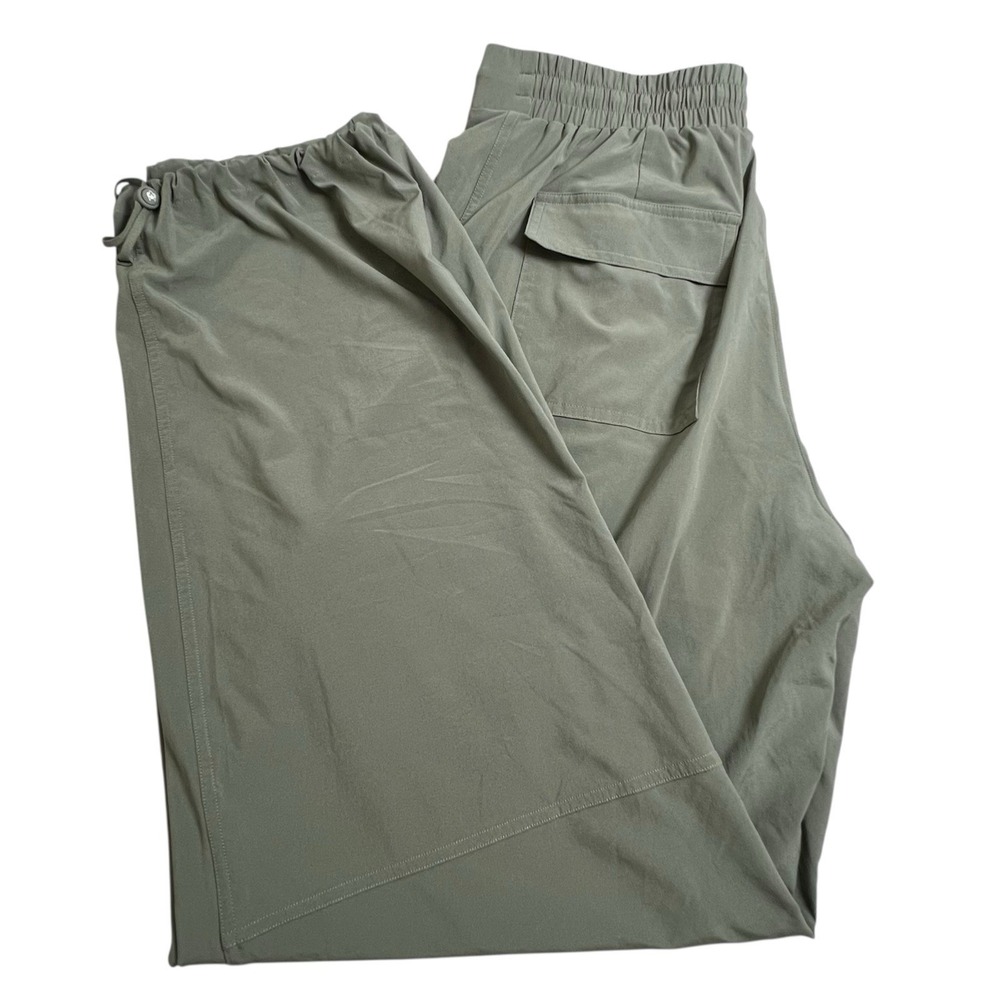 Greyson Womens Medium Green Parachute Cargo Pants Drawstring‎ Waist Hems